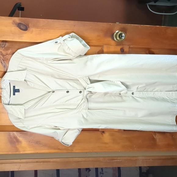 TOMMY HILFIGER* tie front short sleeve button front khaki collared midi dress XL - Picture 3 of 12